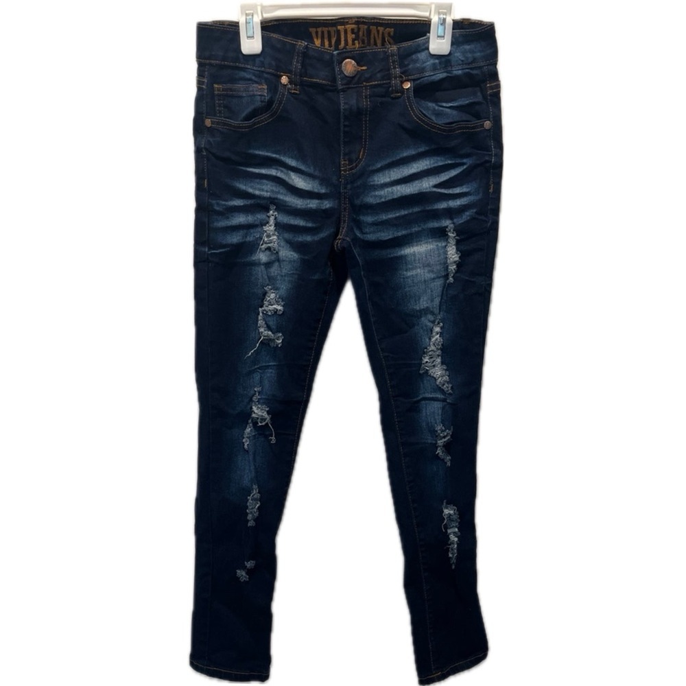 VIP jeans 5/6 dark wash distressed